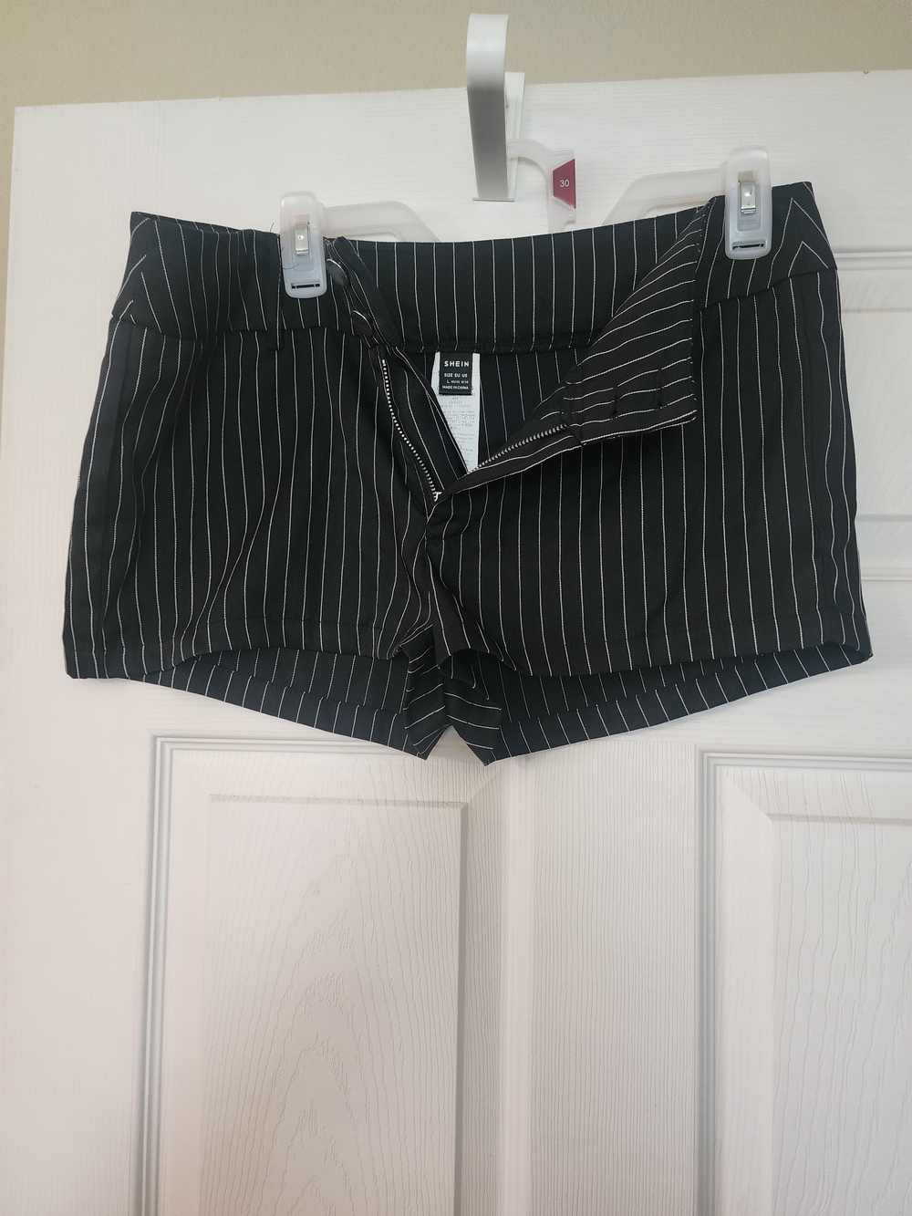 SHEIN Black Pinstripe High-Waist Women's Shorts